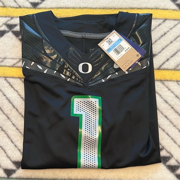 Nike Oregon ducks Football Jersey Black Game Day Tonal Wings & Chrome Diamond #1 - Picture 13 of 16